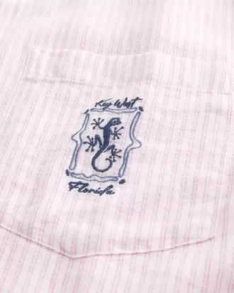 Boxy Linen-Blend Short-Sleeve Key West Graphic Shirt