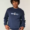 Boxy Manchester City FC Graphic Crew Sweatshirt
