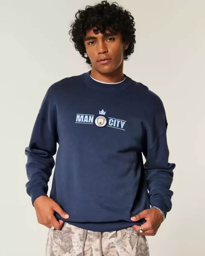 Boxy Manchester City FC Graphic Crew Sweatshirt