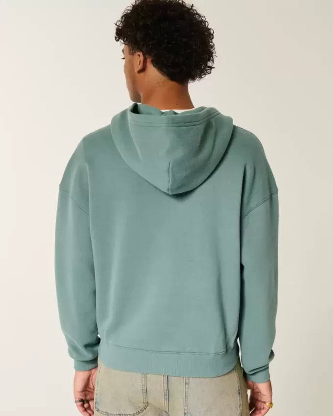 Boxy Number Graphic Zip-Up Hoodie