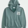 Boxy Number Graphic Zip-Up Hoodie