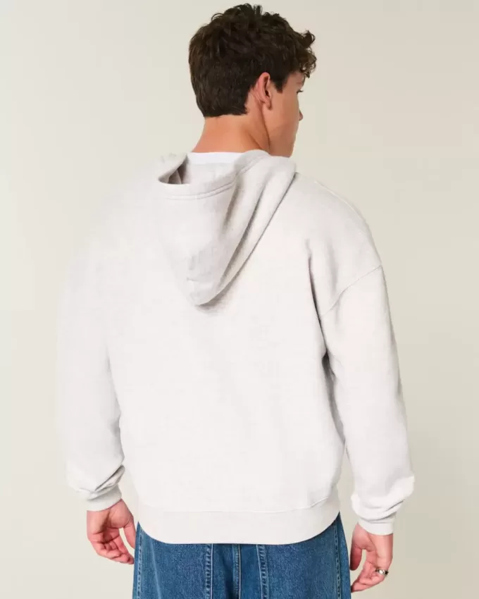 Boxy Providence Rhode Island Graphic Zip-Up Hoodie