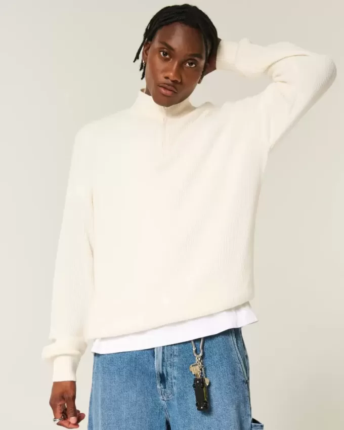 Boxy Quarter-Zip Sweater