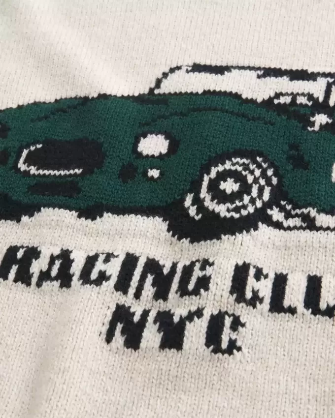 Boxy Racing Graphic Crew Sweater