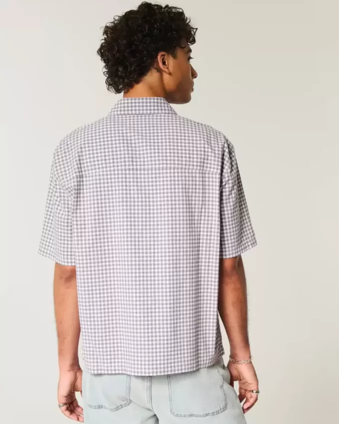 Boxy Short-Sleeve Embroidered Graphic Shirt