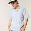Boxy Short-Sleeve Linen-Blend Shirt