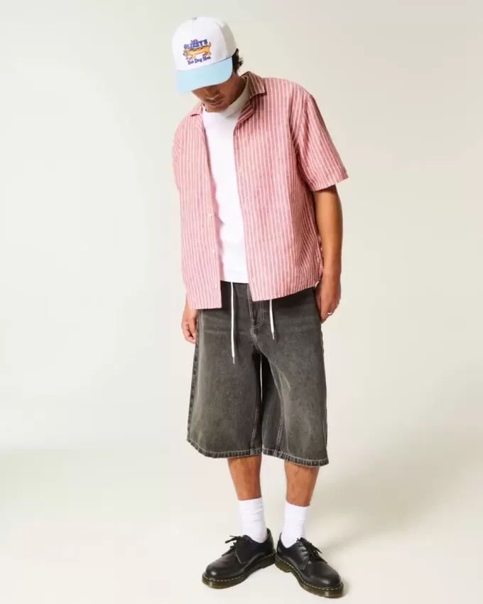 Boxy Short-Sleeve Linen-Blend Shirt