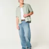 Boxy Short-Sleeve Linen-Blend Shirt