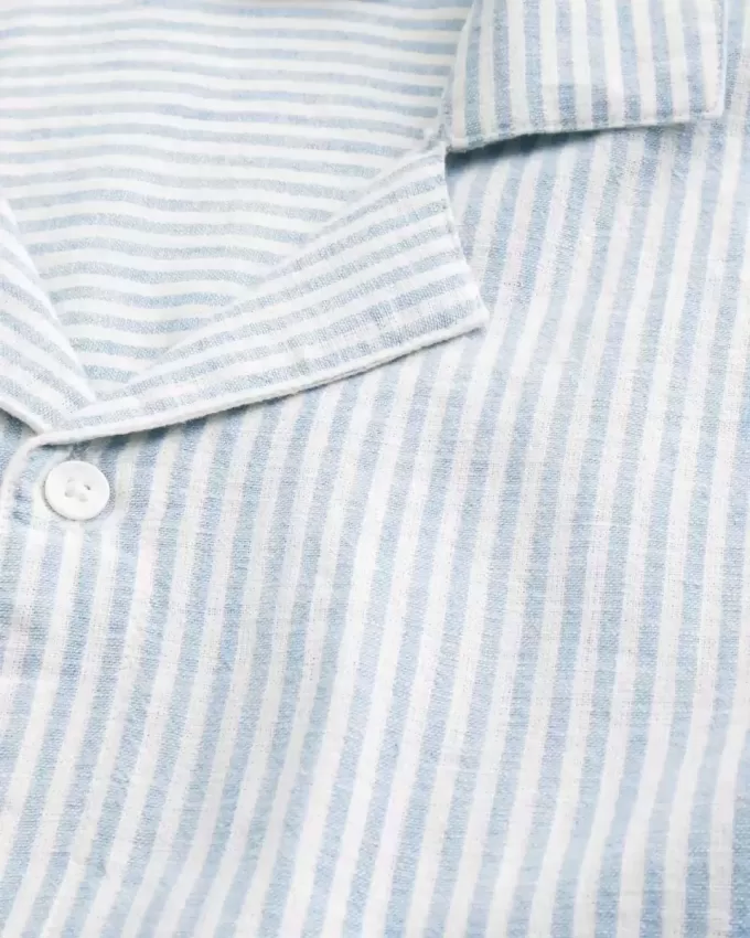 Boxy Short-Sleeve Linen-Blend Shirt