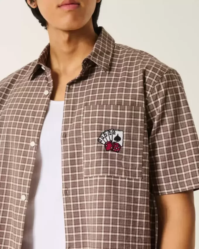 Boxy Short-Sleeve Playing Card Graphic Shirt