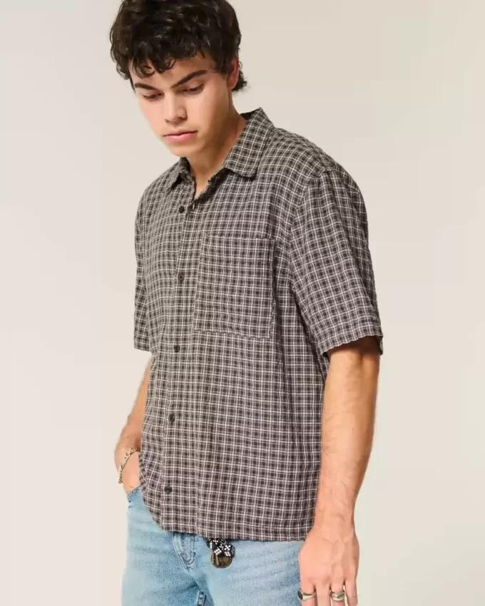 Boxy Short-Sleeve Pocket Shirt