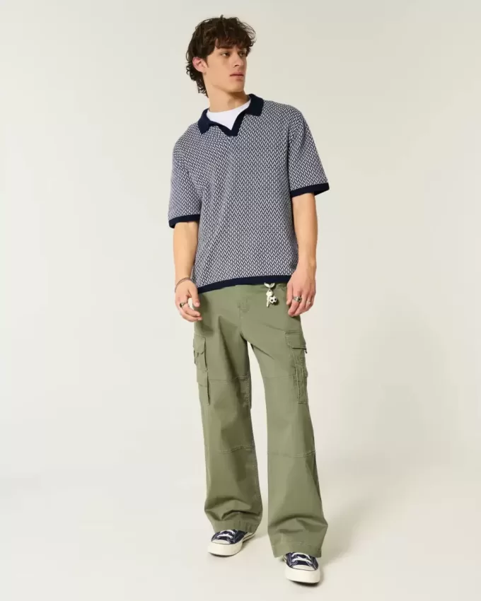 Boxy Short-Sleeve Sweater Polo