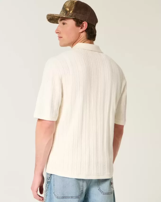 Boxy Short-Sleeve Sweater Polo
