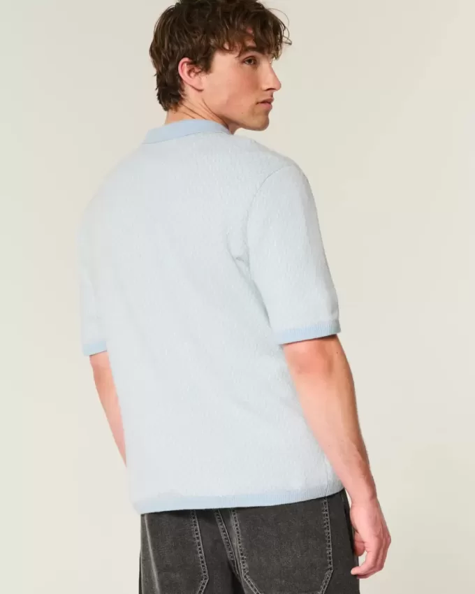 Boxy Short-Sleeve Sweater Polo