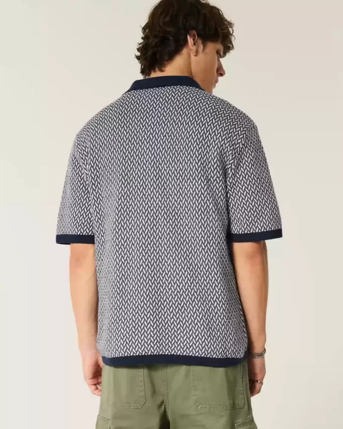 Boxy Short-Sleeve Sweater Polo