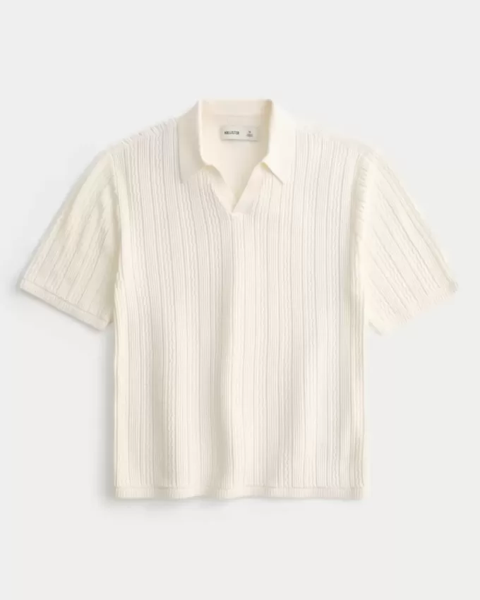 Boxy Short-Sleeve Sweater Polo