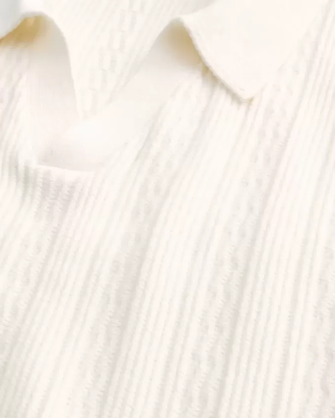 Boxy Short-Sleeve Sweater Polo