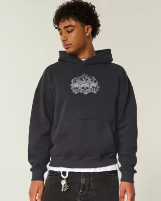 Boxy Skull Graphic Hoodie