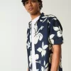 Boxy Tropical Pattern Linen-Blend Shirt