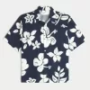 Boxy Tropical Pattern Linen-Blend Shirt