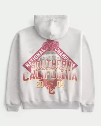 Boxy University of Southern California Trojans Graphic Zip-Up Hoodie