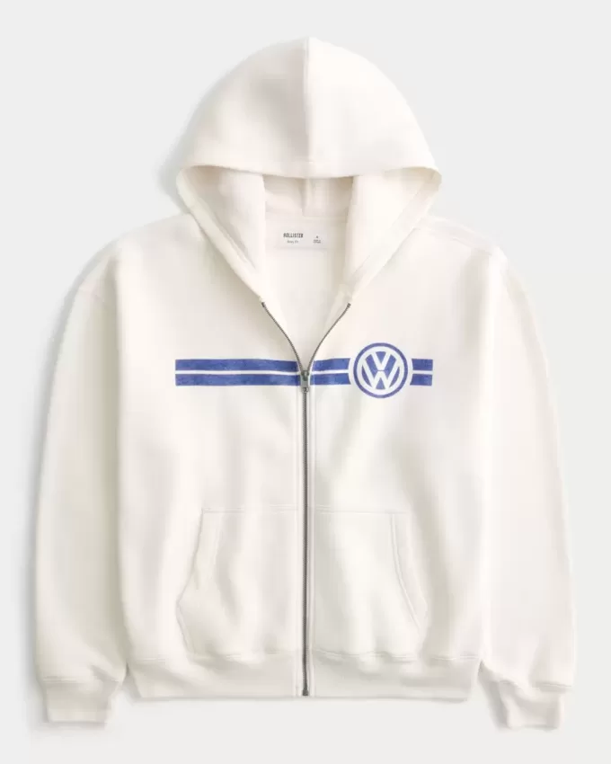 Boxy Volkswagen Racing Graphic Zip-Up Hoodie