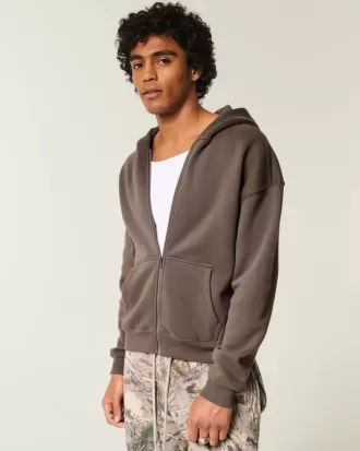 Boxy Zip-Up Hoodie
