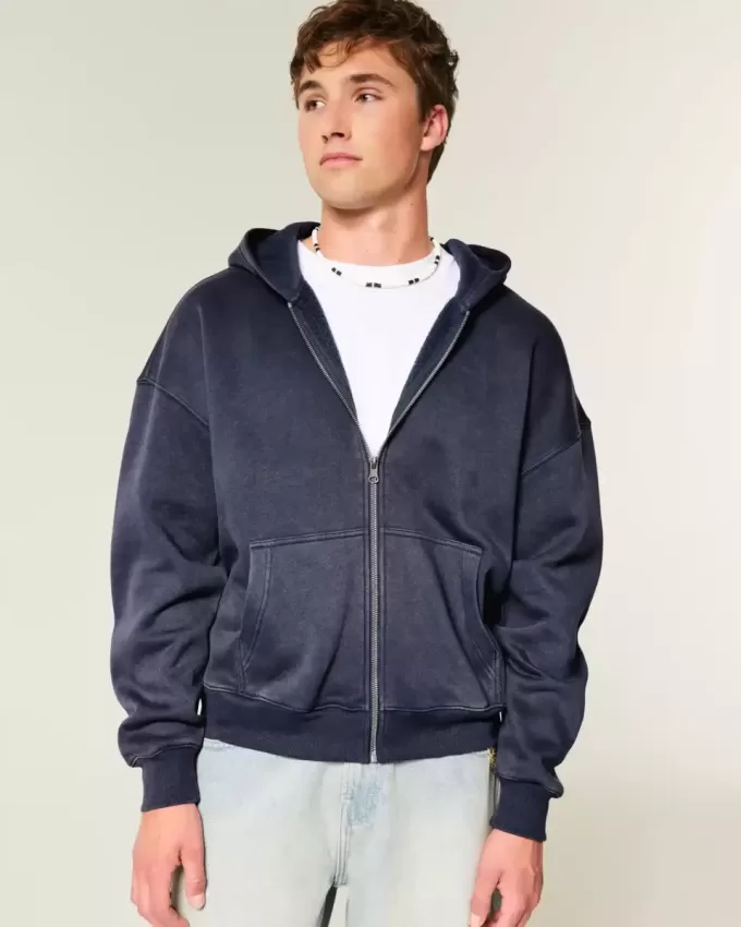 Boxy Zip-Up Hoodie