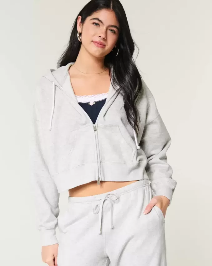 Boxy Zip-Up Hoodie