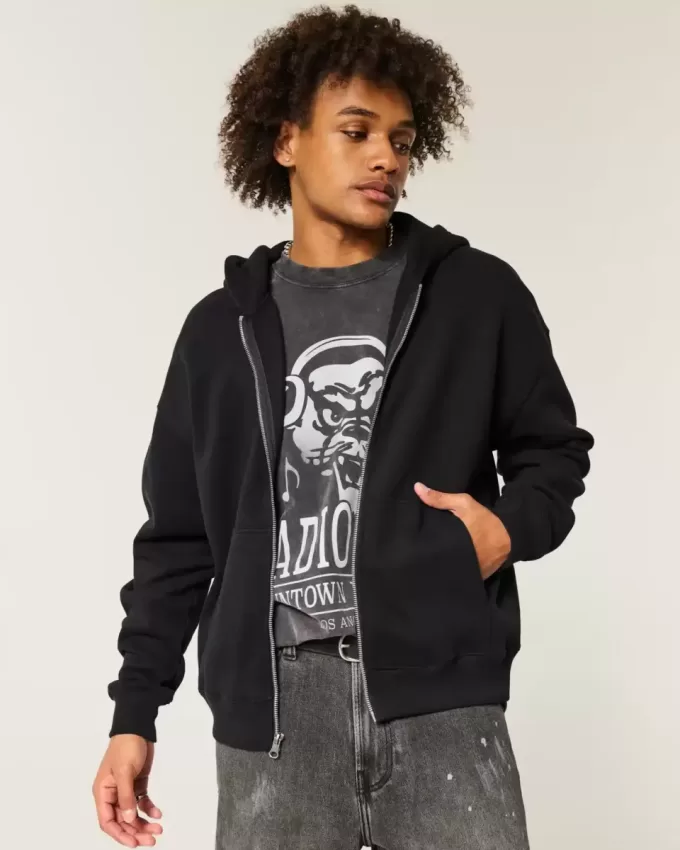 Boxy Zip-Up Hoodie