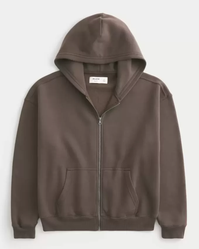 Boxy Zip-Up Hoodie