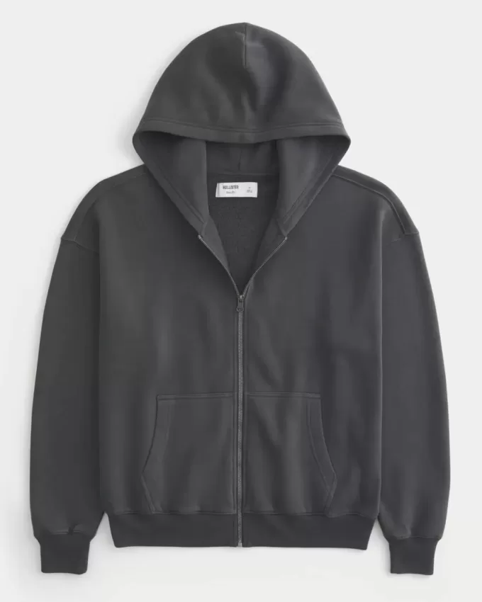 Boxy Zip-Up Hoodie