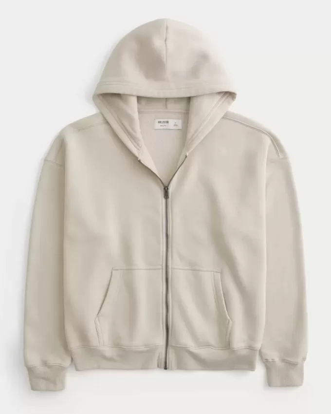 Boxy Zip-Up Hoodie