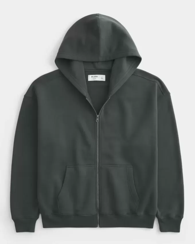 Boxy Zip-Up Hoodie