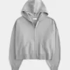 Boxy Zip-Up Sweater Hoodie