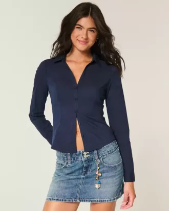 Button-Through Poplin Shirt