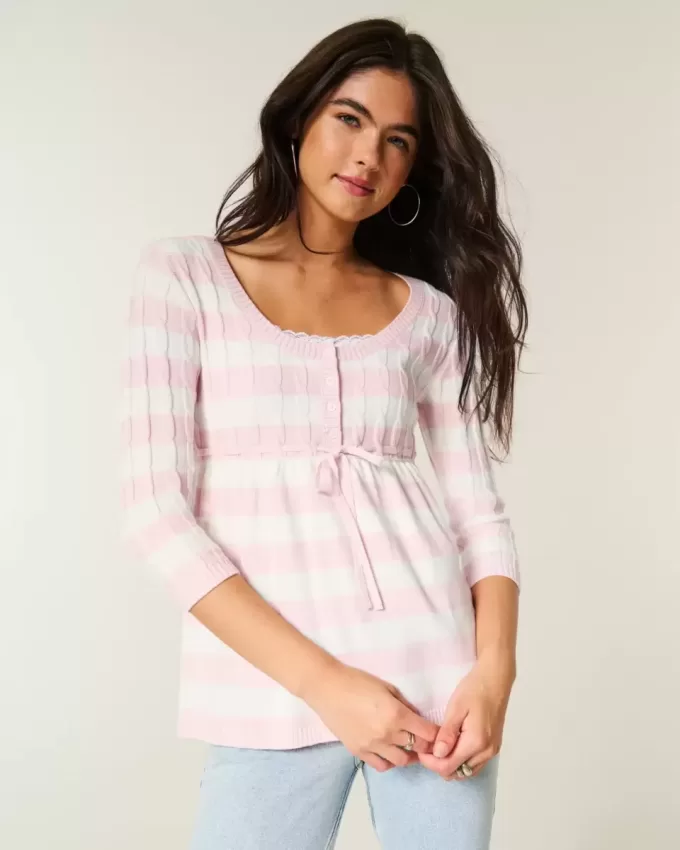 Cable-Knit Babydoll Sweater