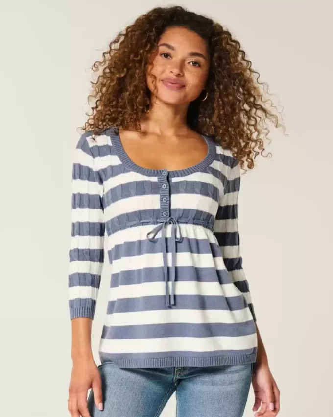 Cable-Knit Babydoll Sweater