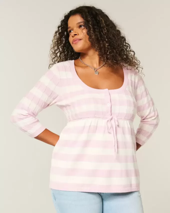 Cable-Knit Babydoll Sweater