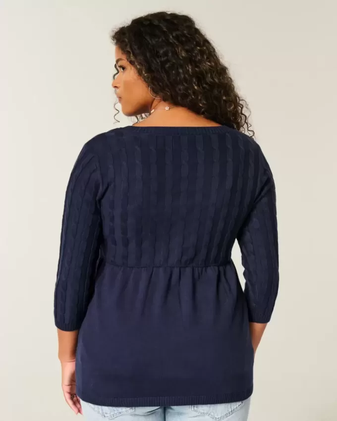 Cable-Knit Babydoll Sweater