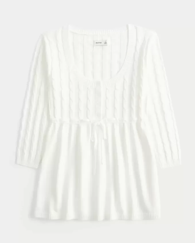Cable-Knit Babydoll Sweater
