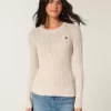 Cable-Knit Heart Crew Sweater