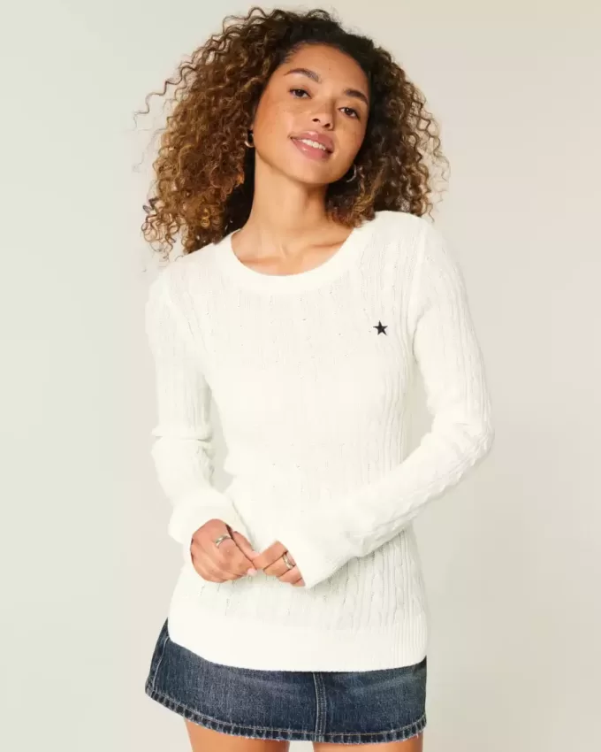 Cable-Knit Star Crew Sweater