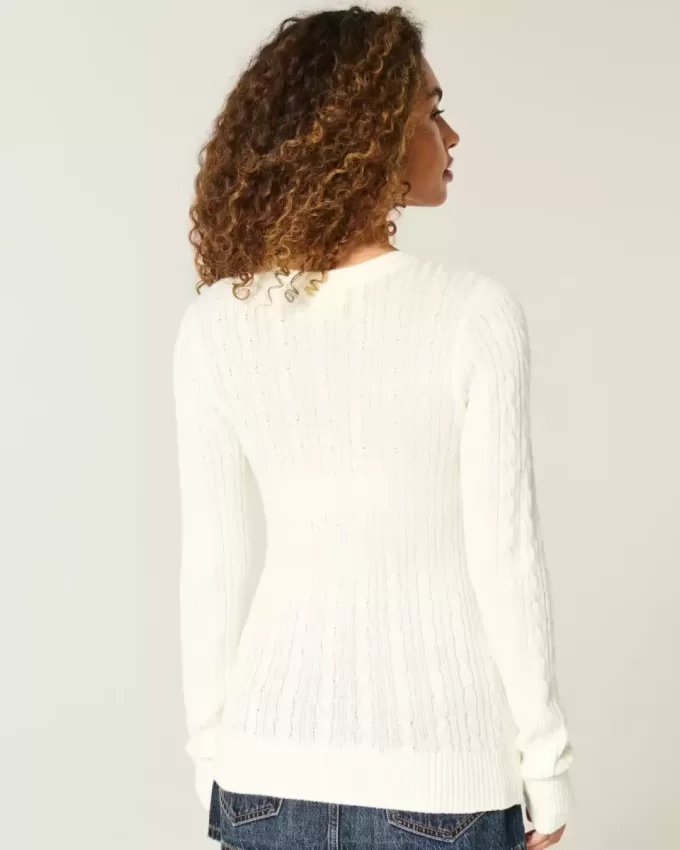 Cable-Knit Star Crew Sweater