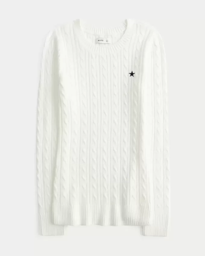 Cable-Knit Star Crew Sweater