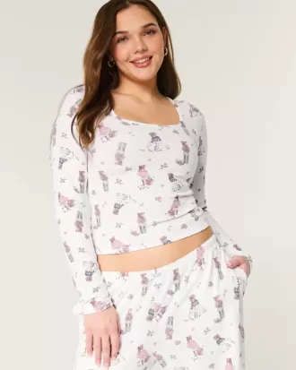 Cozy Bear Pattern Pajama Top