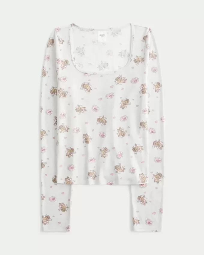 Cozy Bear Pattern Pajama Top