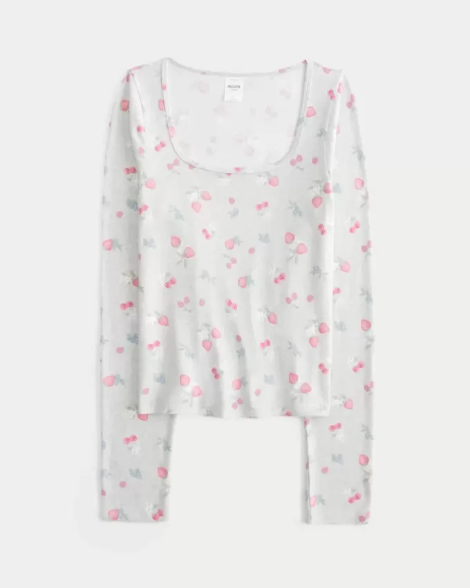 Cozy Berry Pattern Pajama Top