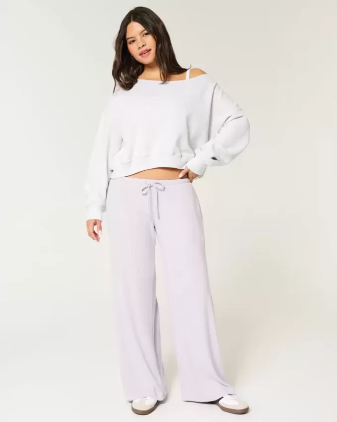 Cozy Ribbed Drawstring Baggy Pants