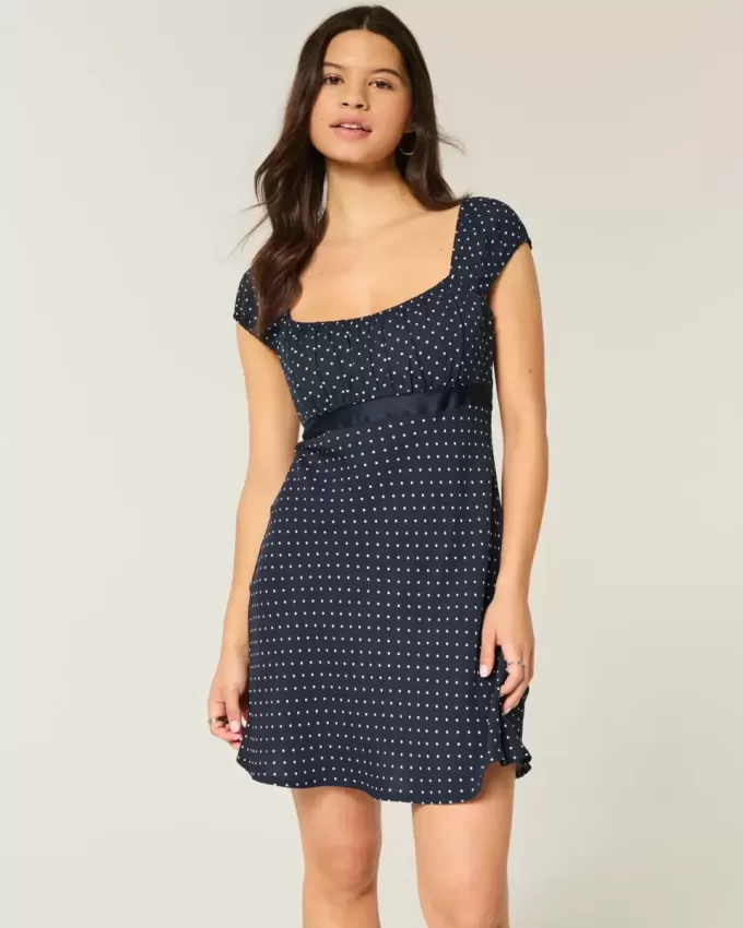 Crepe Satin Band Mini Dress